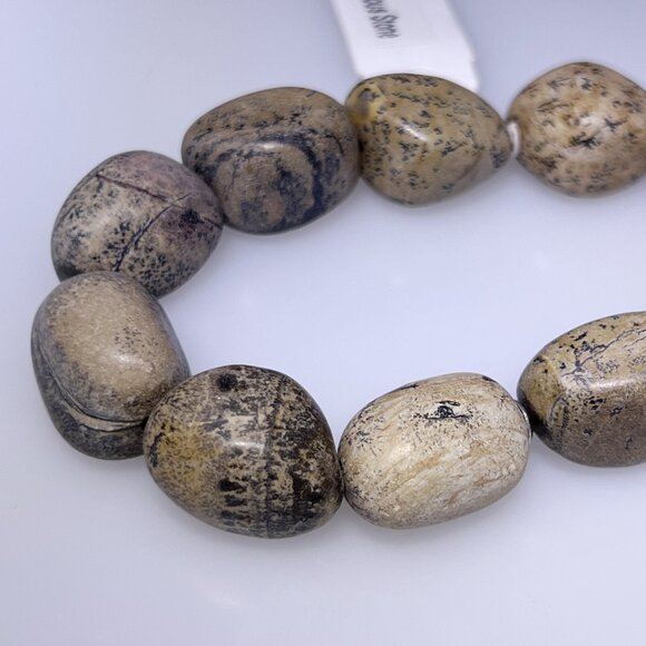 Jasper nugget bead bracelet, NWT, elastic cord - Picture 3 of 6